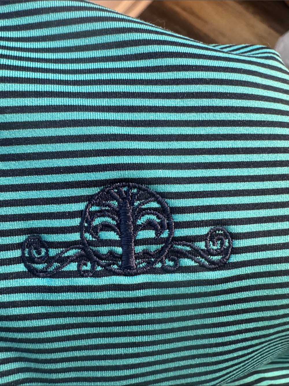 adiPure by Adidas Men’s Golf Polo Medium Blue Green Stripe Performance Shirt - Picture 11 of 11